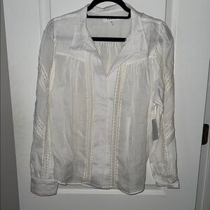 Frame White Notched Collar Button Down Shirt